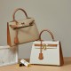 Factory wholesale palm print genuine leather second-generation Kelly contrast color bag, high-quality women's crossbody bag, versatile Instagram handbag
