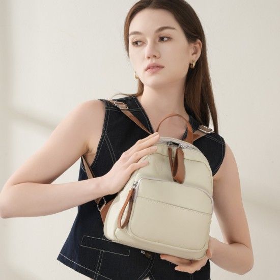 Genuine Leather Backpack for Women, Large Capacity, 2025 New Style, Fashionable and Versatile, Top-Grain Cowhide Casual Backpack