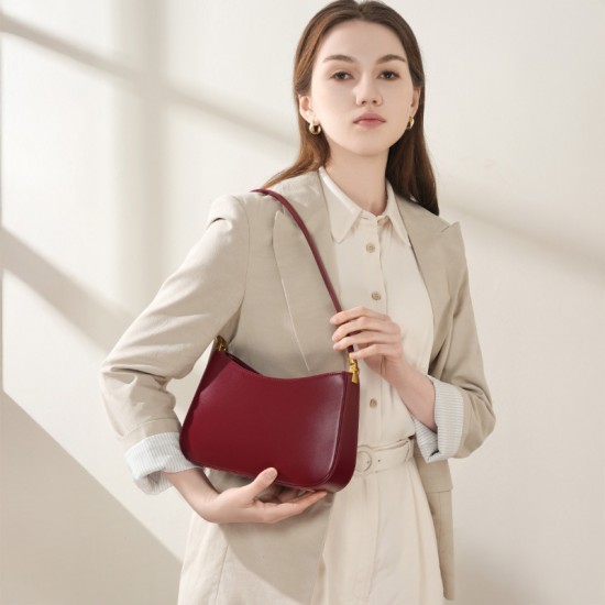 Spring/Summer new niche design genuine leather commuter baguette bag 2025 Spring/Summer French-style underarm bag single shoulder vintage women's bag Spring/Summer new niche design genuine leather commuter baguette bag 2025 Spring/Summer French-style underarm bag single shoulder vintage women's bag