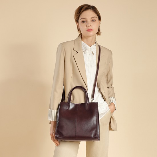 Vintage top-grain cowhide tote bag, 2025 new style spring and summer crossbody bag, large-capacity bucket shoulder genuine leather handbag