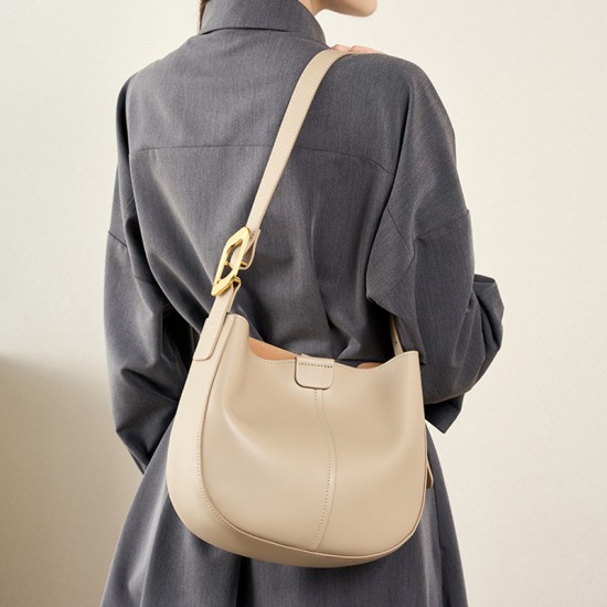 2025 new style genuine leather women's bag, simple cowhide large-capacity cylindrical shoulder bag, solid color, niche casual tote bag 2025 new style genuine leather women's bag, simple cowhide large-capacity cylindrical shoulder bag, solid color, niche casual tote bag