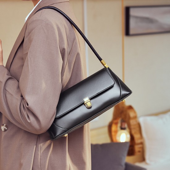 Niche baguette bags, 2025 new genuine leather influencer underarm bags, summer French-style shoulder bags Niche baguette bags, 2025 new genuine leather influencer underarm bags, summer French-style shoulder bags