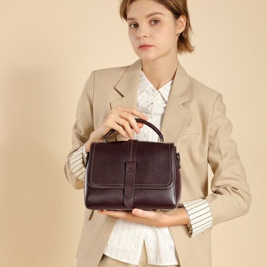 2025 winter new, trendy, best-selling, top-grain cowhide, vegetable-tanned leather handbag, single-shoulder, crossbody, large-capacity, 100-pound. Matching