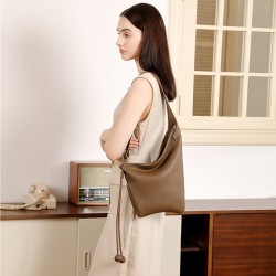 Autumn new genuine leather lazy dumpling bags, niche asymmetrical design, minimalist knotted horn bags, single-shoulder crossbody women's bags
