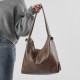 Genuine leather large-capacity stylish new Korean-style trendy solid color casual commuter shoulder tote bag
