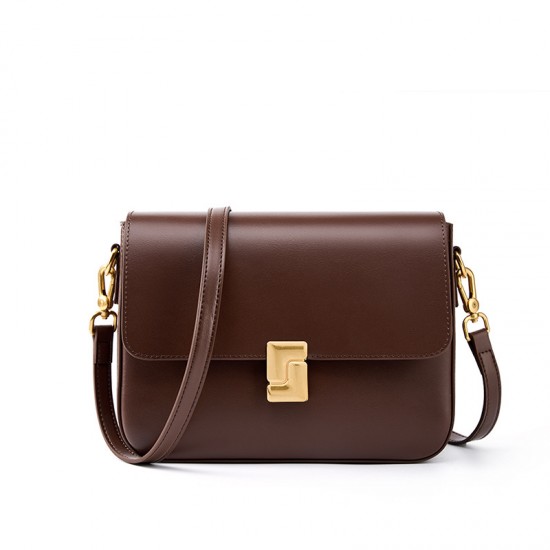 2025 new spring/summer genuine leather bag, women's commuting shoulder bag, small square cowhide bag