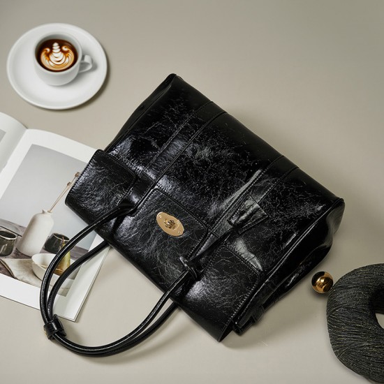 Yanxin Chinese Silk Cowhide Leather Garbage Bag, Chain Genuine Leather Women's Bag, Traditional Chinese Style Single-Shoulder/Crossbody Small Bag, Bucket Bag