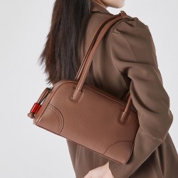 Top-grain TC cowhide garden bag, genuine leather women's bag, 2025 new European and American retro bucket bag, fashionable handbag.