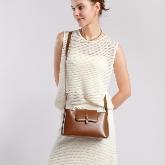 2025 autumn new style genuine leather women's handbag, niche design, stylish, simple, elegant, versatile shoulder and underarm handbag.