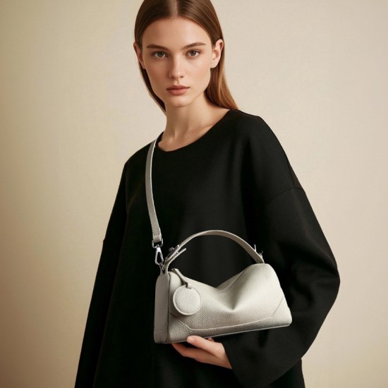 TOGO top-grain cowhide women's bag, fashionable genuine leather cross-border Boston bag, versatile trendy handbag and crossbody bag TOGO top-grain cowhide women's bag, fashionable genuine leather cross-border Boston bag, versatile trendy handbag and crossbody bag