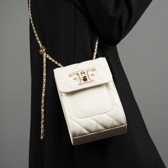 2025 autumn new top-grain cowhide mobile phone bag, crossbody for women, 2025 genuine leather chain bag, luxury mini crossbody bag.