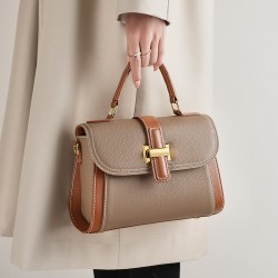 Top-grain cowhide bag, high-quality fashionable handbag, crossbody bag, niche light luxury shoulder bag, versatile genuine leather for women