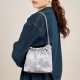 Spring/Summer New High-End Boston Bag, Light Luxury Top-Grain Wrinkled Cowhide Leather Women's Bag, Hand-Scratched Pillow Bag