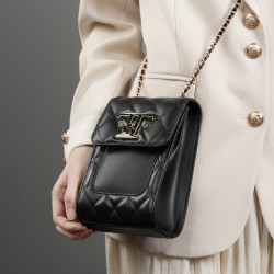 2025 autumn new top-grain cowhide mobile phone bag, crossbody for women, 2025 genuine leather chain bag, luxury mini crossbody bag.
