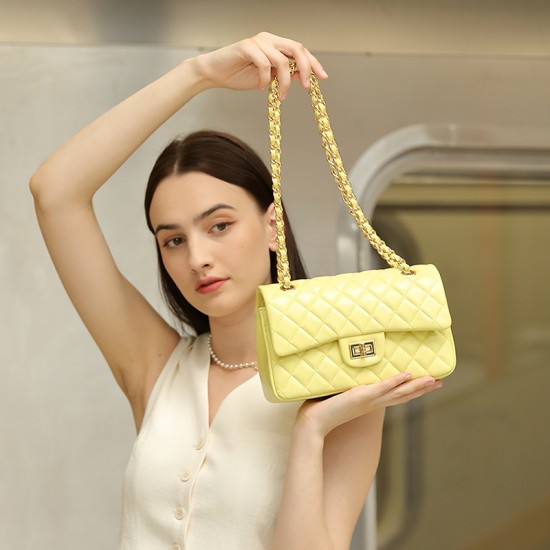 Cross-border exclusive women's bag, new diamond-patterned chain bag, top-grain leather, Chanel-style, light luxury, high-end shoulder crossbody bag