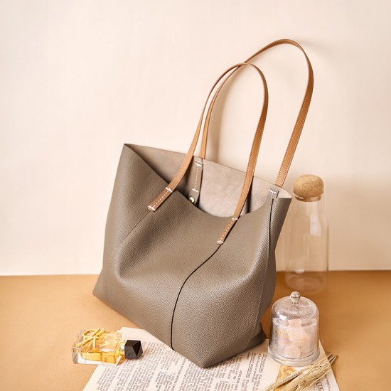 2025 new top-grain cowhide handmade tote bag for women Women's commuter bag, large-capacity handbag, shoulder bag, large bag