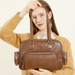 Saddle bag, 2025 new popular genuine leather women's crossbody bag, light luxury, niche shoulder bag