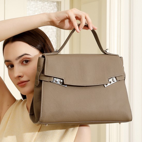 2025 New Autumn Genuine Leather Bag, Stylish and Elegant Women's Handbag, Simple and Casual Large-Capacity Single Shoulder Bag
