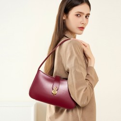 New genuine leather women's bag, niche bridal bag, youthful red, high-quality underarm bag, daily shoulder bag