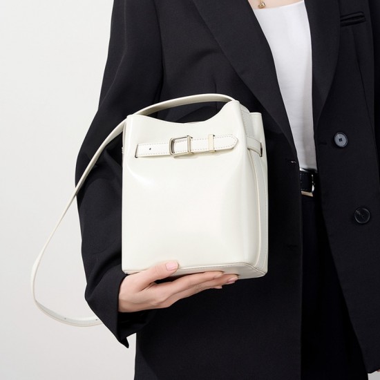 Vintage leather women's shoulder bag, luxury bucket bag, vintage top-grain cowhide crossbody bag Vintage leather women's shoulder bag, luxury bucket bag, vintage top-grain cowhide crossbody bag