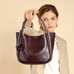 Cowhide Basket Single Shoulder Crossbody Tote Bag 2025 New Luxury Vegetable Basket Handbag Bucket Bag Fashionable