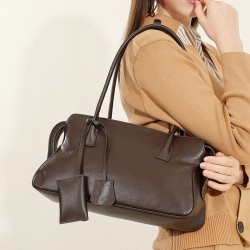 Retro, trendy, niche, single-shoulder, underarm, genuine leather bags for women, 2025 new vegetable-tanned cowhide handbag pillow bag.