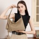 2025 new niche simple style genuine leather single Large-capacity shoulder bag, commuter tote, high-end, fashionable underarm bag