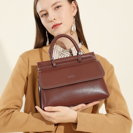 Genuine Leather Women's Underarm Lightweight Single Shoulder Crossbody European Bags, Fresh and Versatile, Cell Phone Shopping, Solid Color Soft Women's Bags