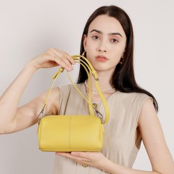 Cylinder-shaped top-grain soft cowhide small bag, 2025 new high-end pillow bag, cowhide underarm commuter shoulder bag