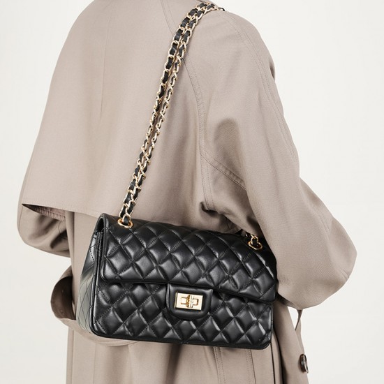 Top-grain cowhide bag, cowhide chain, Chanel-style fashionable diamond-patterned shoulder bag, small square genuine leather bag Top-grain cowhide bag, cowhide chain, Chanel-style fashionable diamond-patterned shoulder bag, small square genuine leather bag
