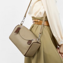 Women's bag, top-grain cowhide pillow bag, textured, versatile, simple Boston bag, underarm bag