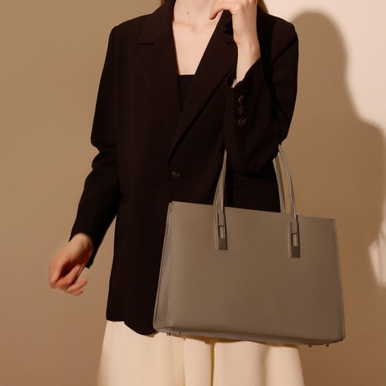 Yan Genuine Leather Women's Bag, 2025 New Brand Large Commuter Bag, Large-Capacity Top-Grain Cowhide Tote Bag