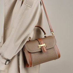 Top-grain cowhide bag, high-quality fashionable handbag, crossbody bag, niche light luxury shoulder bag, versatile genuine leather for women
