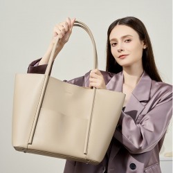 2025 new genuine leather tote bag, large summer handbag, cowhide commuting shoulder bag, large capacity